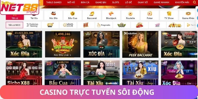 Các Sản Phẩm Tại Net88: Tổng Quan Sản Phẩm Hot Tại Net88 Casino trực tuyến sôi động